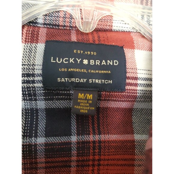 Lucky Brand Shirt Mens M Pearl Snap Saturday Stretch Flannel Western Plaid Bloke - Picture 6 of 16
